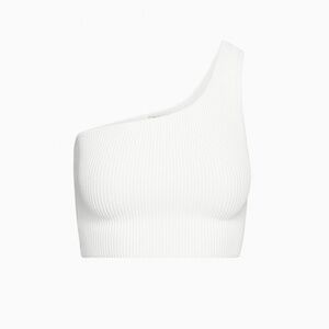 Aritzia Babaton Sculpt knit One-Shoulder Cropped Tank, WHITE